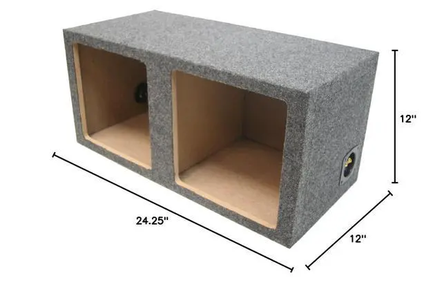 Alt view image 4 of 4 - Dual 10" Square Subwoofer Box Sealed Enclosure for Kicker L7 ASC | Twin cutout woofer cabinet, empty unloaded bass design, universal trunk fit, airtight chamber build, 10 inch size