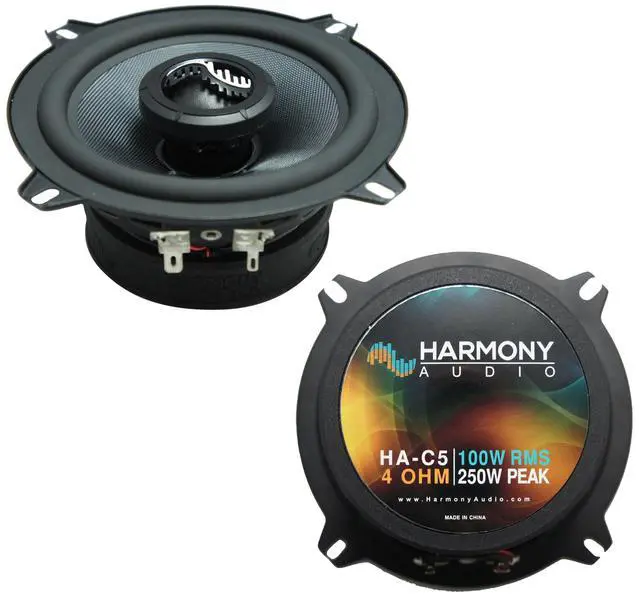 Alt view image 2 of 5 - 5.25" 5-1/4 Inch Car Speakers 250W Carbon Pair with Grills | 250 watt coaxial door replacement set, factory sound upgrade, protective covers included, front or rear deck install