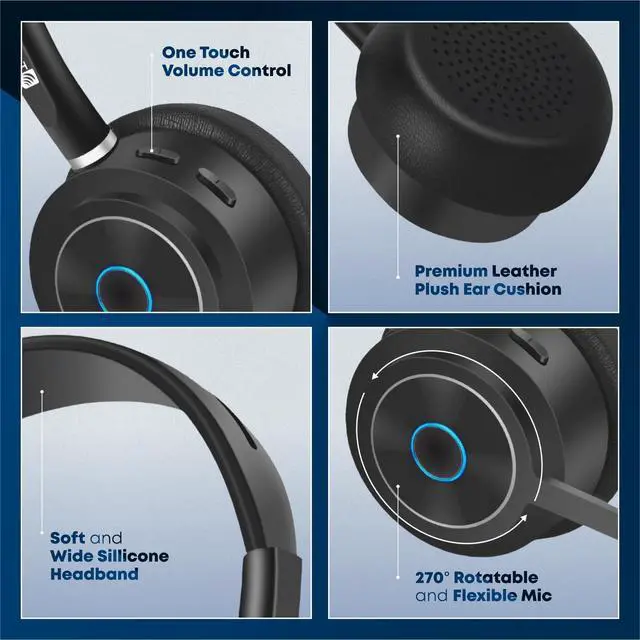 Alt view image 7 of 7 - BT85 Wireless Bluetooth Headset with V5.2 USB Dongle | Noise Suppression Speakers and NC Microphone | Fast Charging with 22 Hour Talk Time - Connects with 2 Devices Simultaneously