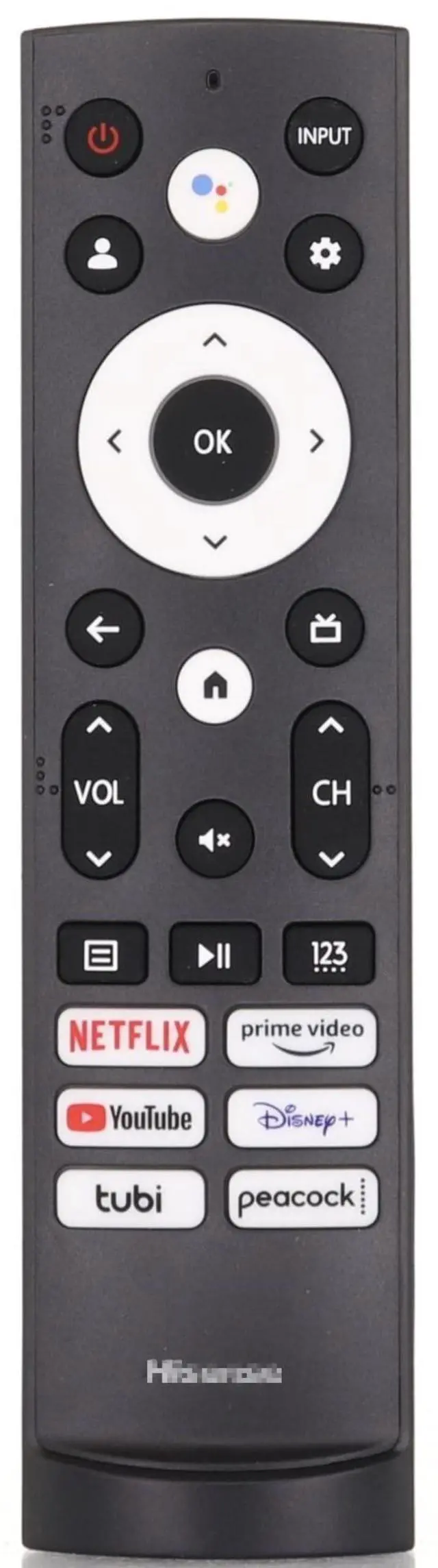 Main image of OEM ERF3M90H / ERF3AF90H with Voice Google TV Remote | Control for Hisense Smart TVs - 299843 Works A53F / A65H / A66G / A68H / A6G / U6H Series Google Android TV's and More