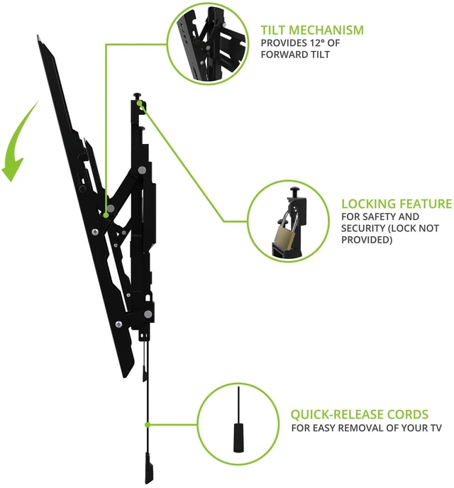 Alt view image 3 of 7 - PT300 Low Profile Tilting TV Mount for Most 40"-100" TVs - Supports TVs up to 150lbs - Sits 1.4 from the wall - Accommodates up to 24 Stud spacing - Max VESA 600x400