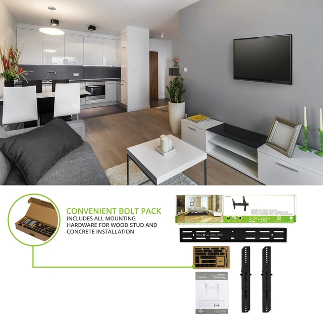 Alt view image 5 of 7 - PT300 Low Profile Tilting TV Mount for Most 40"-100" TVs - Supports TVs up to 150lbs - Sits 1.4 from the wall - Accommodates up to 24 Stud spacing - Max VESA 600x400