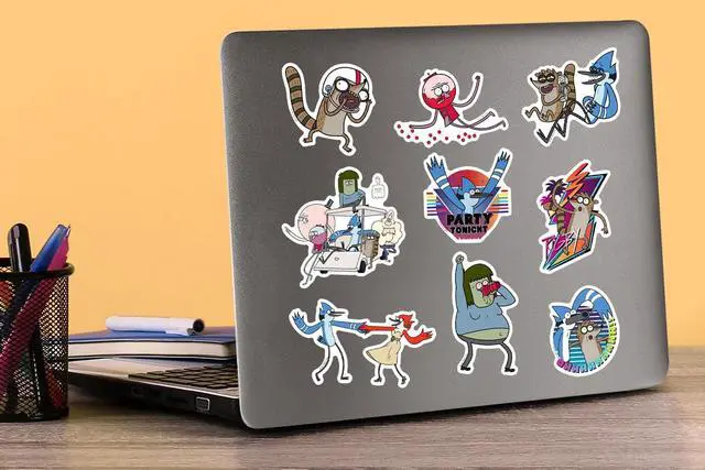 Alt view image 5 of 6 - Regular Show 200 Vinyl Stickers Waterproof Die-Cut Decals Laptop Scrapbook