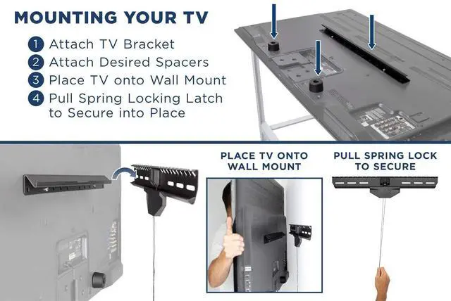 Alt view image 4 of 6 - No Stud TV Wall Mount, Drywall Studless Tilting TV Hanger, for Most 40-80 Inch TVs up to 110 lbs, No Drill tv Mount, No Damage, Easy Install, Low Profile, Up to VESA 600x400