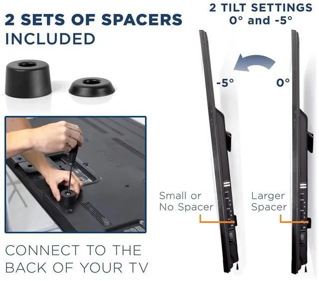 Alt view image 5 of 6 - No Stud TV Wall Mount, Drywall Studless Tilting TV Hanger, for Most 40-80 Inch TVs up to 110 lbs, No Drill tv Mount, No Damage, Easy Install, Low Profile, Up to VESA 600x400