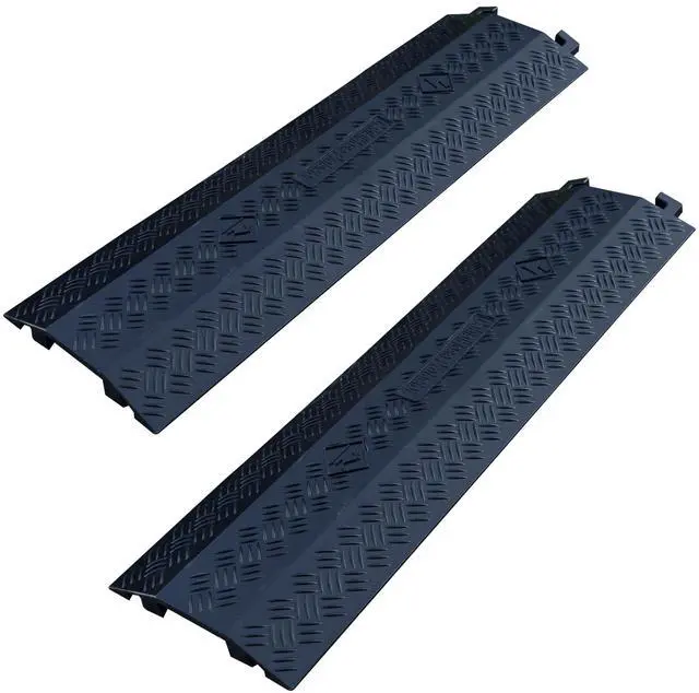 Main image of 2-Pack Black 40" Cable Ramp 1-Channel | Heavy Duty Cord Ramp 2000 lbs Capacity, Black Drop Over Hose & Cord Protector for Indoor Outdoor High Traffic Areas