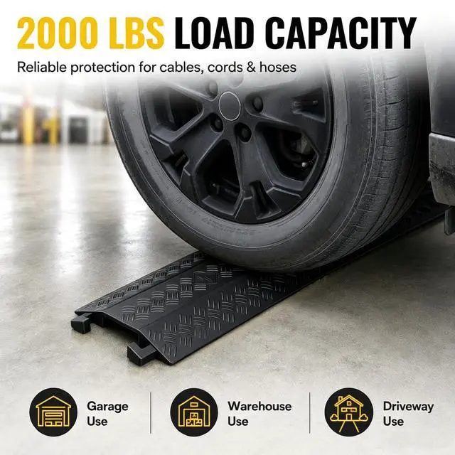 Alt view image 2 of 7 - 2-Pack Black 40" Cable Ramp 1-Channel | Heavy Duty Cord Ramp 2000 lbs Capacity, Black Drop Over Hose & Cord Protector for Indoor Outdoor High Traffic Areas