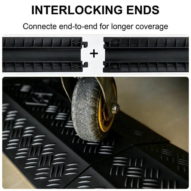 Alt view image 4 of 7 - 2-Pack Black 40" Cable Ramp 1-Channel | Heavy Duty Cord Ramp 2000 lbs Capacity, Black Drop Over Hose & Cord Protector for Indoor Outdoor High Traffic Areas