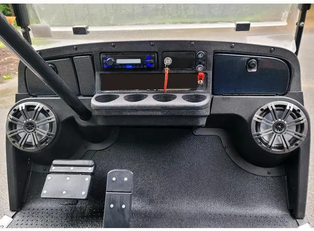 Alt view image 6 of 7 - Speaker Pods Compatible with 1994-2023 EZGO TXT Replacement for 627153 Golf Cart Black Texture Pair ABS Speaker Stands