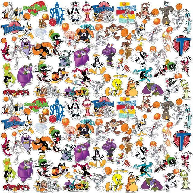Main image of Space Jam 200ct Vinyl L Deluxe Stickers Variety, Skateboard, Indoor/Outdoor