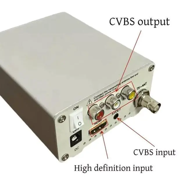 Alt view image 6 of 6 - VHF UHF Analog TV Transmitter with Antenna, HDMI Modulator RF Converter RCA Coaxial Composite Adapter