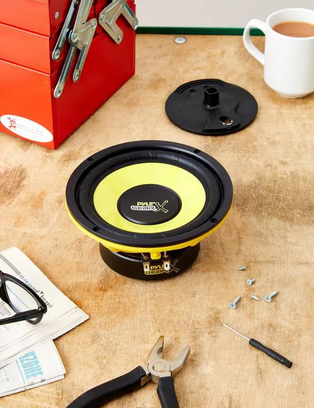 Alt view image 2 of 6 - 6.5 Inch Mid Bass Woofer Sound Speaker System - Pro Loud Range Audio 300 Watt Peak Power w/ 4 Ohm Impedance and 60-20KHz Frequency Response for Car Component Stereo PLG64,Yellow