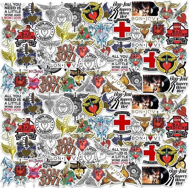 Main image of Bon Jovi Album Art Band Logo 150 Vinyl Stickers Waterproof Die-Cut Decals