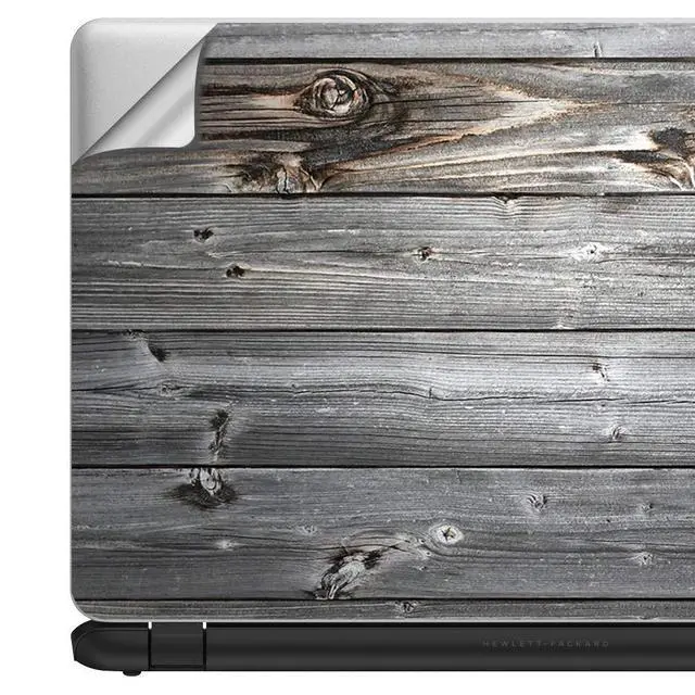 Alt view image 2 of 4 - Custom Fit Made to Order Laptop Notebook Skin Vinyl Sticker Cover Decal Fits 13.3" 14" 15.6" 16" HP Lenovo Apple Mac Dell Compaq Acer|Grey Light Wood Panels Floor