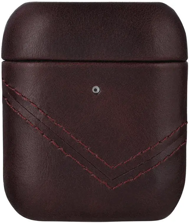 Main image of Premium Leather Case Compatible with Apple AirPods 1 & 2, Wireless Charging, Two-Piece Design (Bourbon Brown)