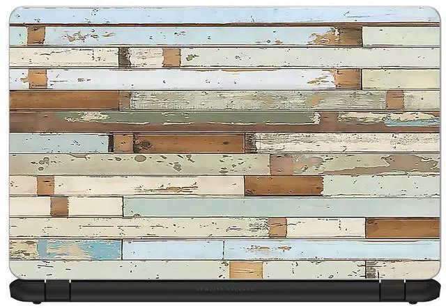 Main image of Custom Fit Made to Order Laptop Notebook Skin Vinyl Sticker Cover Decal Fits 13.3" 14" 15.6" 16" Laptops Beach Wood Panels Teal White Wash