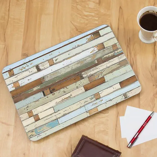 Alt view image 3 of 4 - Custom Fit Made to Order Laptop Notebook Skin Vinyl Sticker Cover Decal Fits 13.3" 14" 15.6" 16" Laptops Beach Wood Panels Teal White Wash