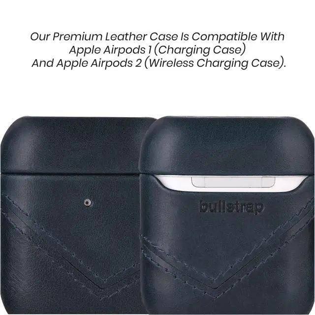 Alt view image 2 of 6 - Premium Leather Case Compatible with Apple AirPods 1 & 2, Wireless Charging, Two-Piece Design (Ocean)