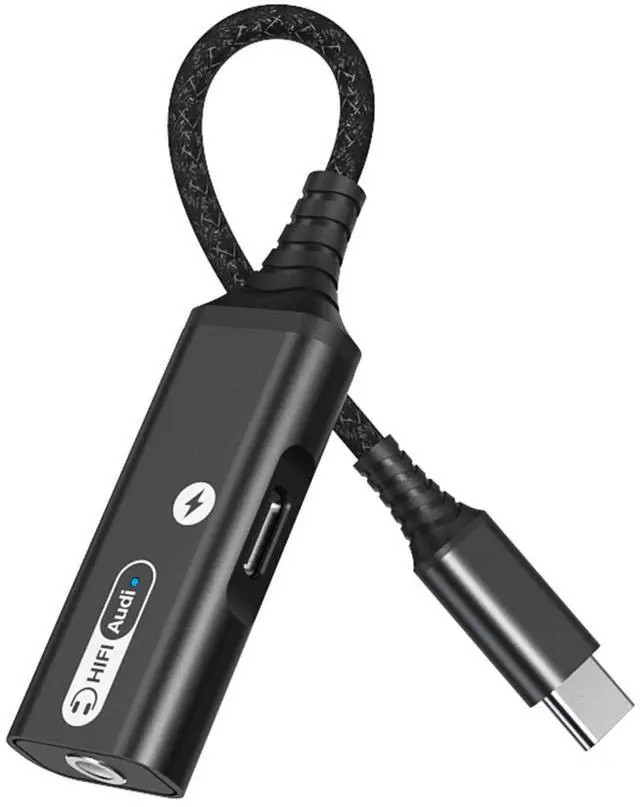 Main image of USB-C to 3.5mm Headphone LED 60W Charging 3.0 Adapter Compatible with Apple iPad Pro 13 (2024) Dongle Dual PD to Aux Audio Jack Fast Hi-Speed Certified