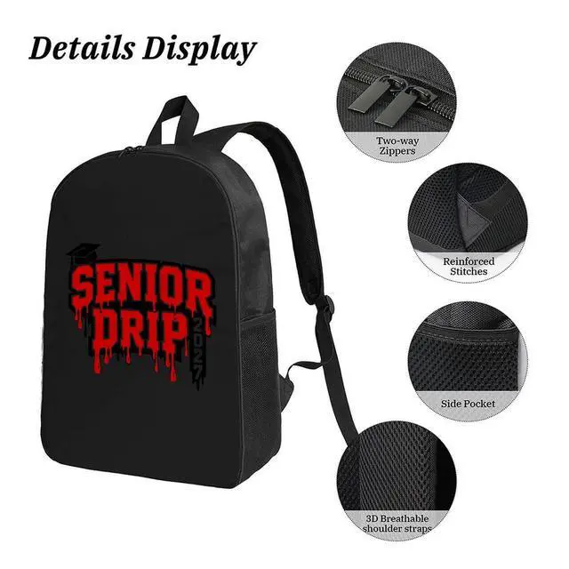 Alt view image 3 of 5 - Senior 2027 Class backpack Two-Way Zippers Breathable Shoulder StrapsBackpack with Side Pocket- Unisex