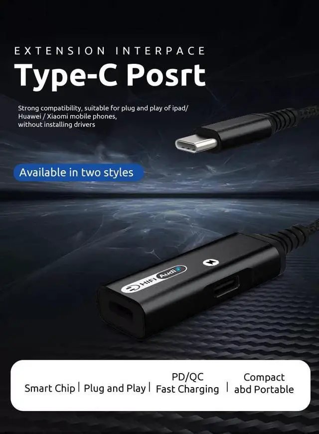 Alt view image 4 of 7 - USB-C to 3.5mm Headphone LED 60W Charging 3.0 Adapter Compatible with Apple iPad Pro 13 (2024) Dongle Dual PD to Aux Audio Jack Fast Hi-Speed Certified