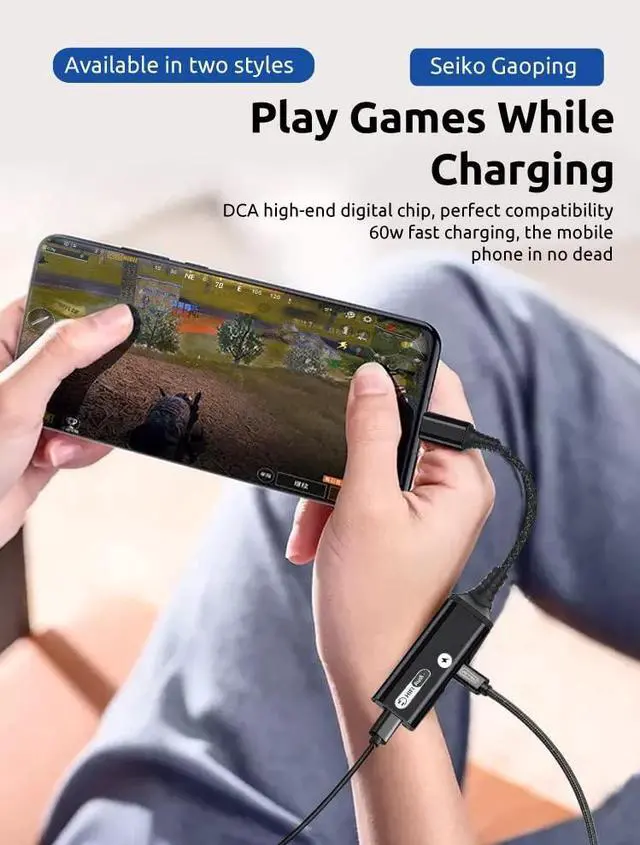 Alt view image 5 of 7 - USB-C to 3.5mm Headphone LED 60W Charging 3.0 Adapter Compatible with Apple iPad Pro 13 (2024) Dongle Dual PD to Aux Audio Jack Fast Hi-Speed Certified