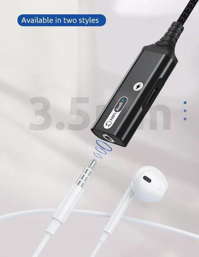 Alt view image 7 of 7 - USB-C to 3.5mm Headphone LED 60W Charging 3.0 Adapter Compatible with Apple iPad Pro 13 (2024) Dongle Dual PD to Aux Audio Jack Fast Hi-Speed Certified