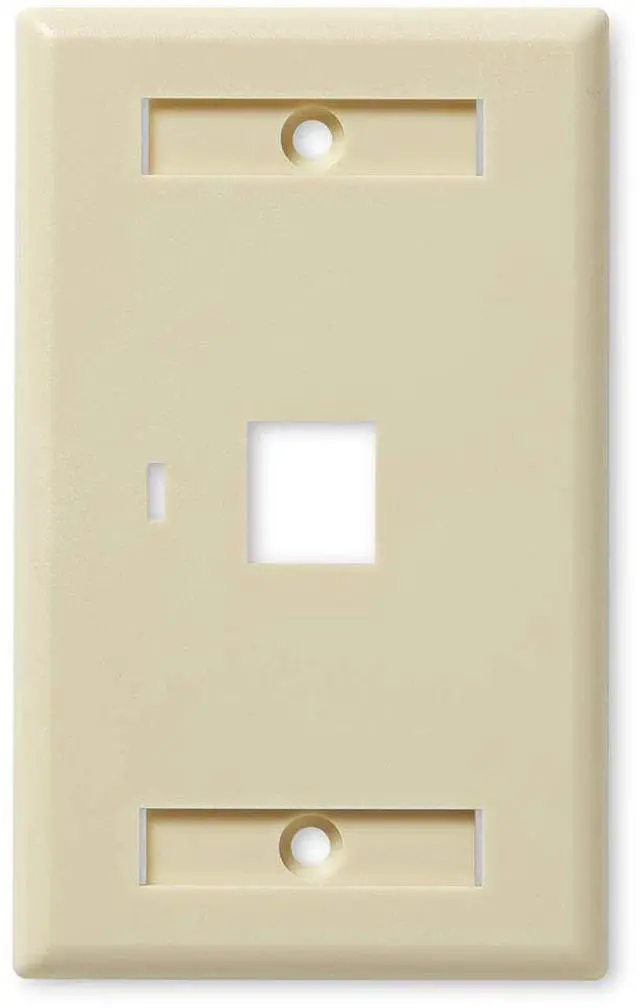 Main image of Keystone Jack Wall Plate 1-Port, Low Profile, Single Gang, Ivory, 10-Pack