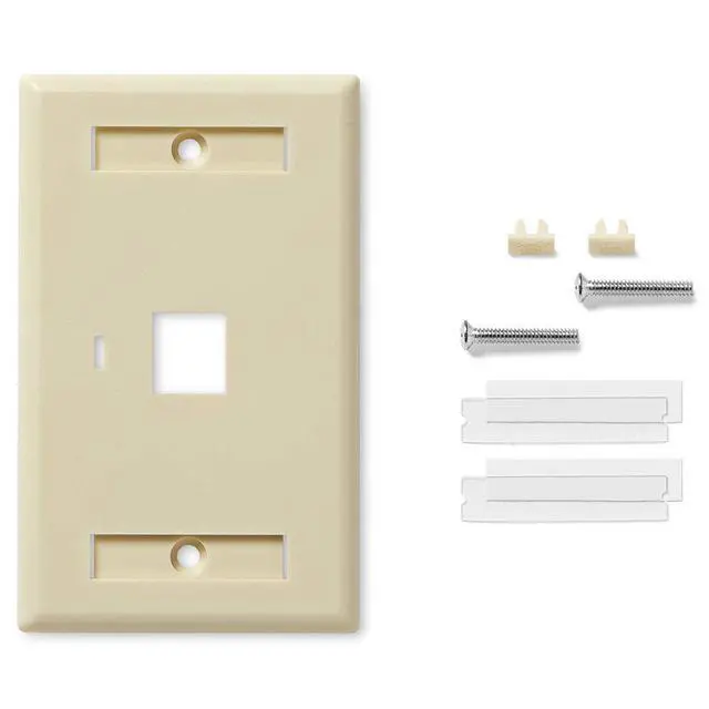 Alt view image 4 of 4 - Keystone Jack Wall Plate 1-Port, Low Profile, Single Gang, Ivory, 10-Pack