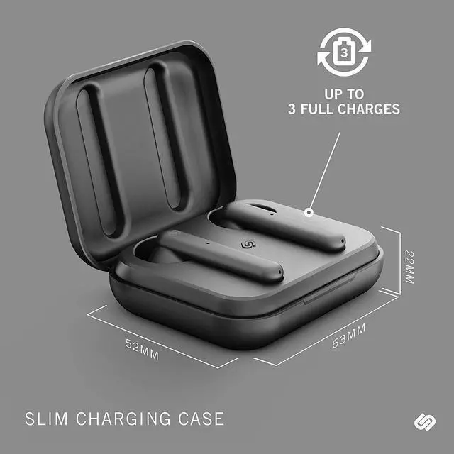 Alt view image 5 of 6 - Stockholm True Wireless Earbuds 14H Playtime Bluetooth 5.0 with Charging Case, Touch Controls & Dual Mic Earphones Compatible with Android and iOS - Black