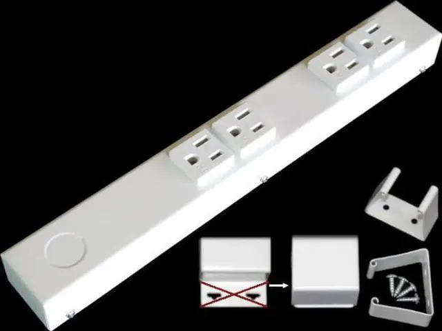 Main image of 12" Hardwired Power Strip (NO Power Cord), 6 Tamper Resistant Outlets (NEMA 5-15R, Vertical - NOT 20Amp), NO Ears (Without mounting tabs on Both Ends), White