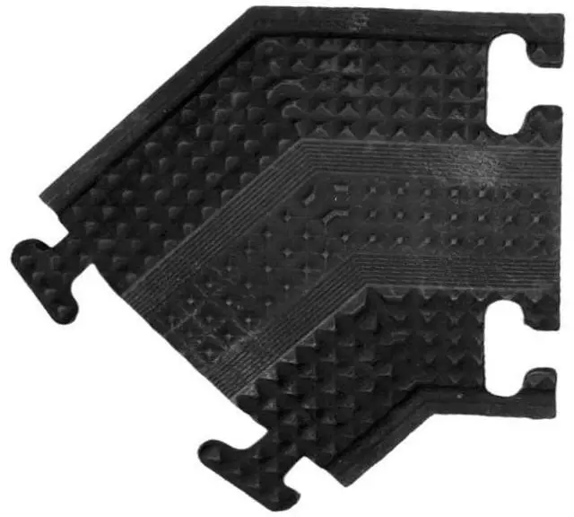 Main image of Drop Over Floor Cord Cover 45 Degree Left Turn 1 Channel Cable or Wire Protector Rubber Ramp Turn for Indoor and Outdoor Use Black