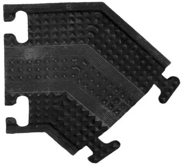 Main image of Drop Over Floor Cord Cover 45 Degree Right Turn 1 Channel Cable or Wire Protector Rubber Ramp Turn for Indoor and Outdoor Use Black