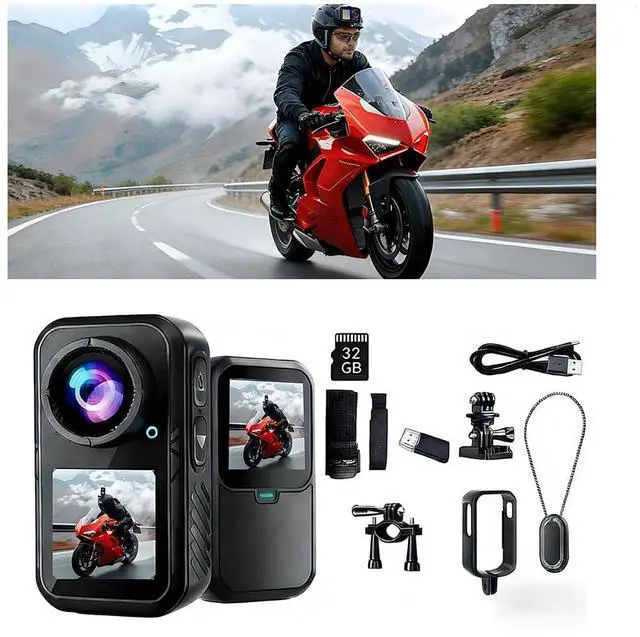 Main image of 4K Mini Dual Screen Sports Camera,Thumb Action Camera,Wearable on Chest for POV Shooting with EIS Stabilization,WiFi App Remote Control 130°Wide for Running Cycling Swimming Hiking Adventures (32GB)