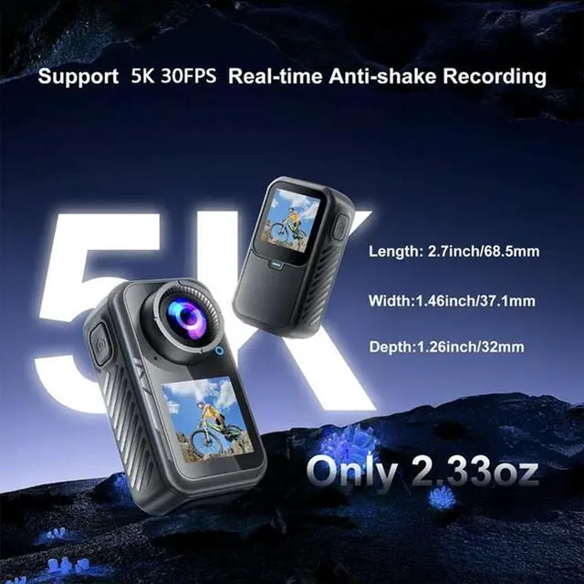 Alt view image 6 of 7 - 4K Mini Dual Screen Sports Camera,Thumb Action Camera,Wearable on Chest for POV Shooting with EIS Stabilization,WiFi App Remote Control 130°Wide for Running Cycling Swimming Hiking Adventures (32GB)