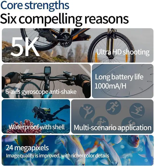 Alt view image 7 of 7 - 4K Mini Dual Screen Sports Camera,Thumb Action Camera,Wearable on Chest for POV Shooting with EIS Stabilization,WiFi App Remote Control 130°Wide for Running Cycling Swimming Hiking Adventures (32GB)