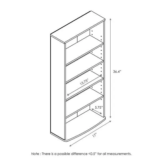 Alt view image 2 of 5 - 5-Tier Open Shelf CD Rack, DVD Storage Cabinets with Adjustable Shelves, Easy Assembly DVD Shelf, Media Shelf for CD Blueray Game Disc, for Home Office, Living Room, Espresso