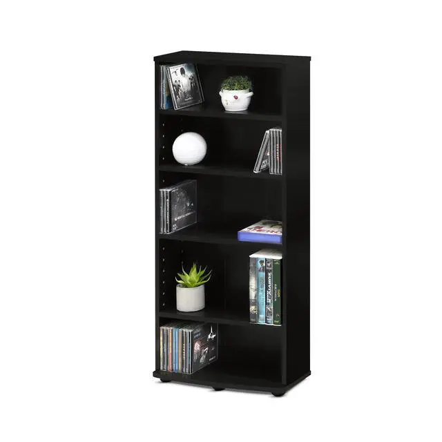 Alt view image 5 of 5 - 5-Tier Open Shelf CD Rack, DVD Storage Cabinets with Adjustable Shelves, Easy Assembly DVD Shelf, Media Shelf for CD Blueray Game Disc, for Home Office, Living Room, Espresso