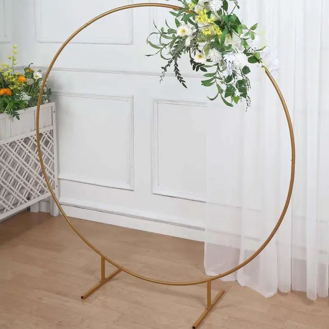Alt view image 2 of 7 - Efavormart 5ft Gold Metal Balloon Circle, Flower Frame Backdrop Stand, Round Wedding Arch Arbor