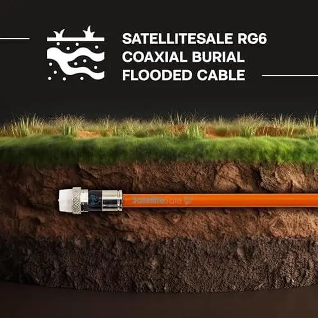 Alt view image 6 of 6 - Outdoor RG6 Coaxial 1800 Mhz Underground Burial Flooded Cable Universal Wire Polyethylene Orange Cord 100 Feet