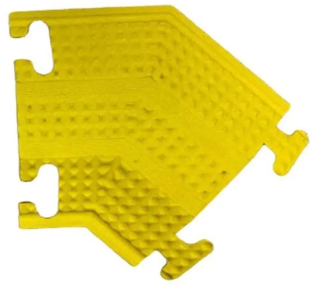 Main image of Drop Over Floor Cord Cover 45 Degree Right Turn 1 Channel Cable or Wire Protector Rubber Ramp Turn for Indoor and Outdoor Use Yellow