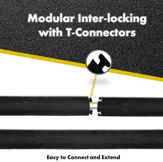 Alt view image 4 of 7 - Drop Over Floor Cord Cover 45 Degree Left Turn 1 Channel Cable or Wire Protector Rubber Ramp Turn for Indoor and Outdoor Use Black