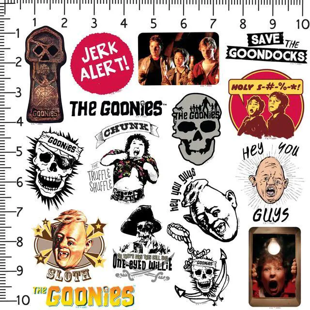 Alt view image 2 of 6 - The Goonies 150 Vinyl Stickers Waterproof Die-Cut Decals Laptop Scrapbook