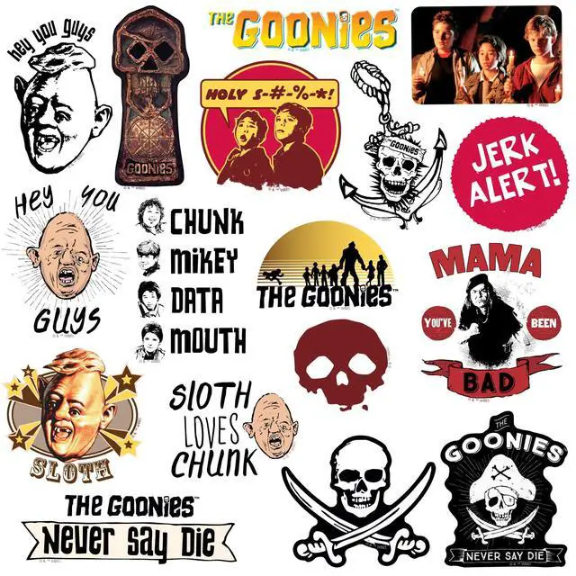 Alt view image 4 of 6 - The Goonies 150 Vinyl Stickers Waterproof Die-Cut Decals Laptop Scrapbook