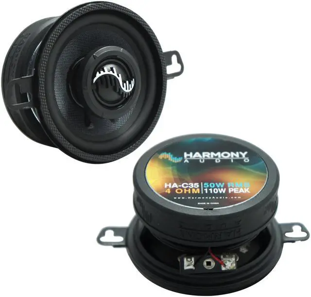 Main image of 3-1/2 Inch Car Speakers - Carbon 3.5" 110W Replacement Pair | clear sound upgrade for small dash openings, easy drop in fit for trucks and classic vehicles, crisp highs and clean mids