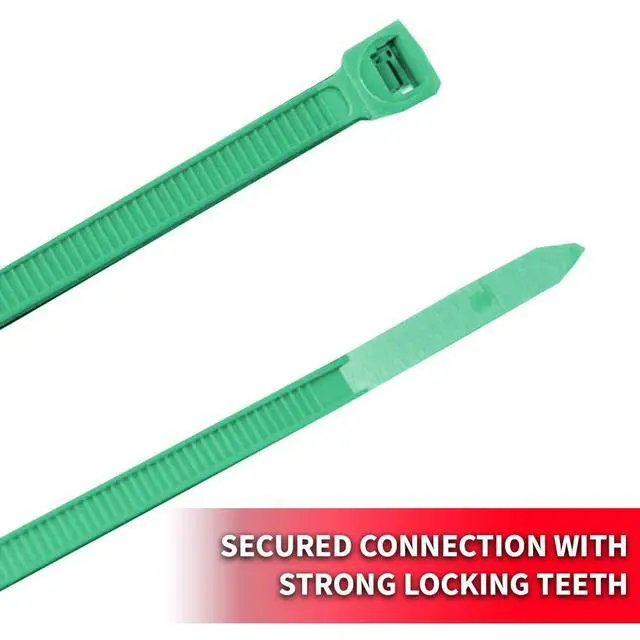 Alt view image 3 of 5 - Pro Tie Standard Duty, Self-Locking Nylon Cable Wire Ties for Indoor and Outdoor Use | 11.8-Inch, 50 lbs. Tensile Strength, Green Nylon, 100-Pack (PN: GR11SD100)