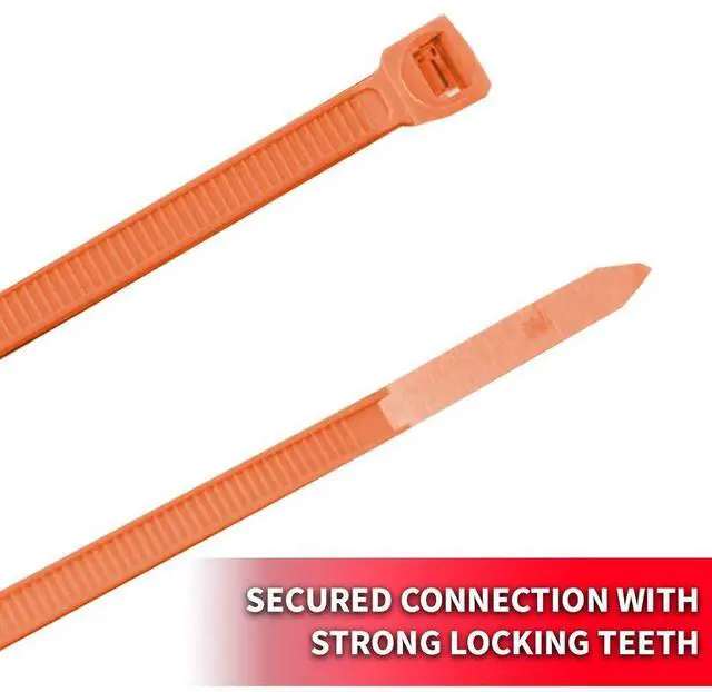 Alt view image 3 of 5 - Pro Tie Standard Duty, Self-Locking Nylon Cable Wire Ties for Indoor and Outdoor Use | 11.8-Inch, 50 lbs. Tensile Strength, Orange Nylon, 100-Pack (PN: OR11SD100)