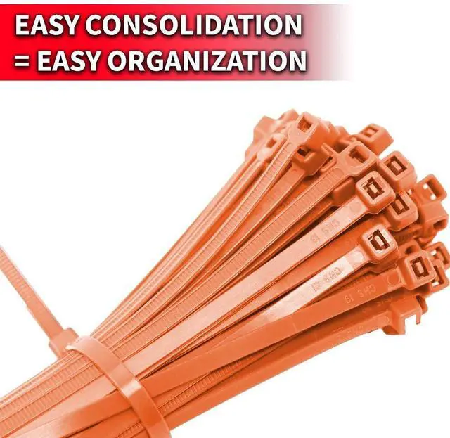 Alt view image 4 of 5 - Pro Tie Standard Duty, Self-Locking Nylon Cable Wire Ties for Indoor and Outdoor Use | 11.8-Inch, 50 lbs. Tensile Strength, Orange Nylon, 100-Pack (PN: OR11SD100)