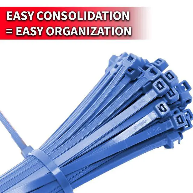 Alt view image 4 of 5 - Pro Tie Standard Duty, Self-Locking Nylon Cable Wire Ties for Indoor and Outdoor Use |11.8-Inch, 50 lbs. Tensile Strength, Blue Nylon, 100-Pack (PN: BL11SD100)