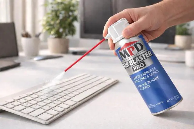 Alt view image 4 of 5 - Air Blaster Pro Compressed Air Duster for Electronics & Computers High-Pressure Canned Air Cleaner for Keyboards, PCs, Cameras & Office Equipment (2-Pack)